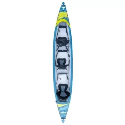 Aufblasbares Kajak Tahe Kayak Air Breeze Full HP3 -Camping Zelt Geschaft draufsicht tahe kayak air breeze full hp3 kajak blaues gelbes aufblasbares von oben drei personen erwachsene familienkajak 1000 2 22479