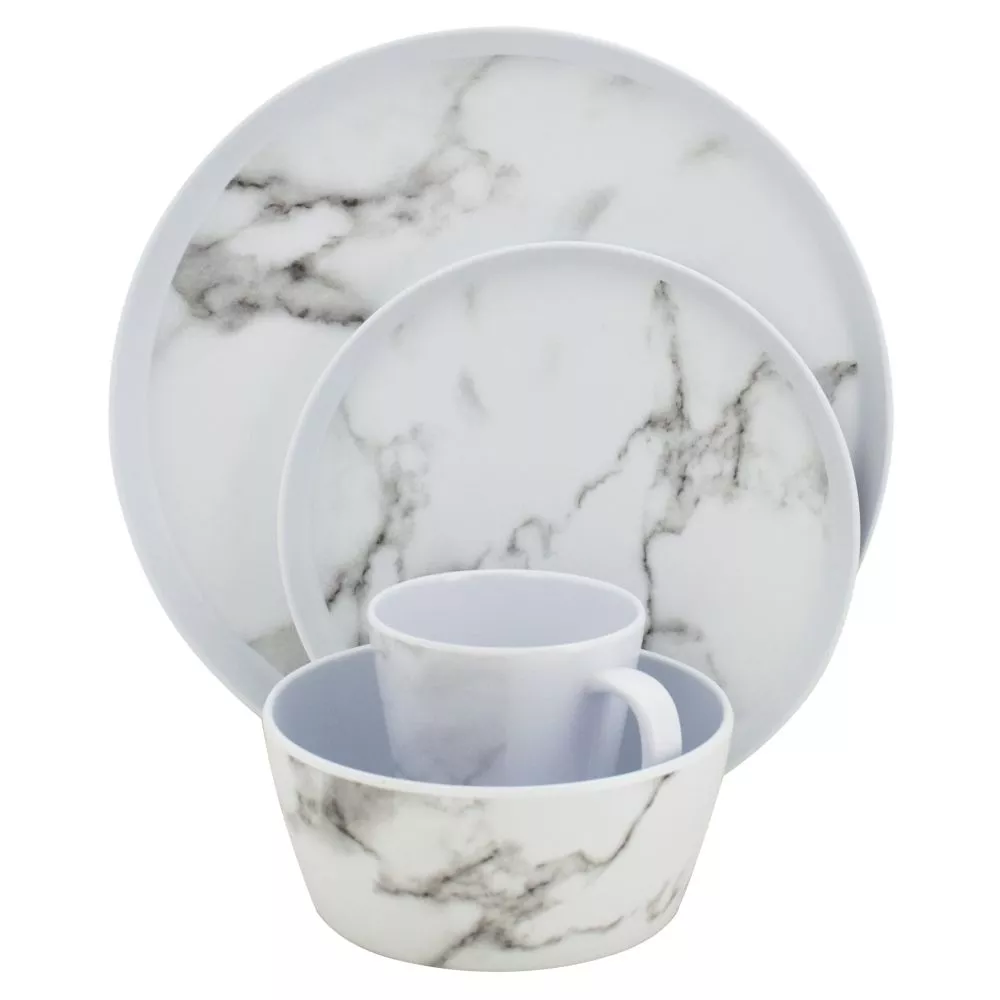 Campinggeschirr Eurotrail Marble Melamin-Geschirrset 1 Campinggeschirr Eurotrail Marble Melamin-Geschirrset